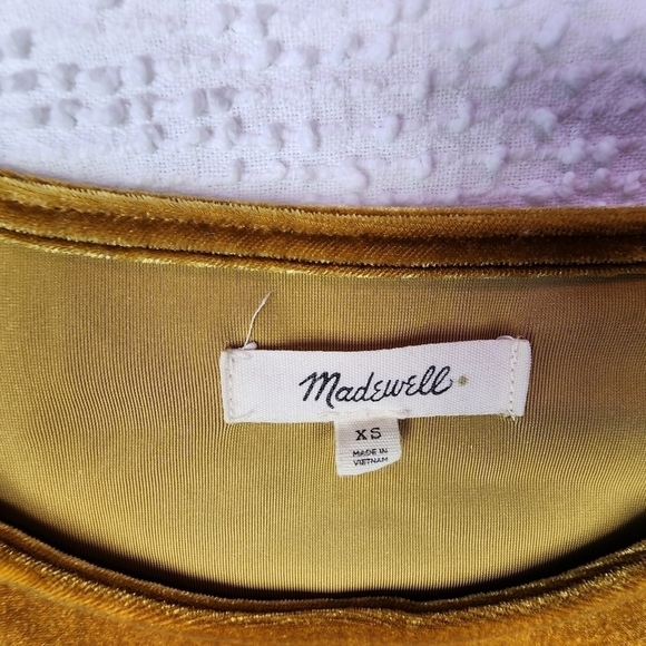 Madewell Mustard Yellow Velvet Short Sleeve Top Size XS - Picture 2 of 7